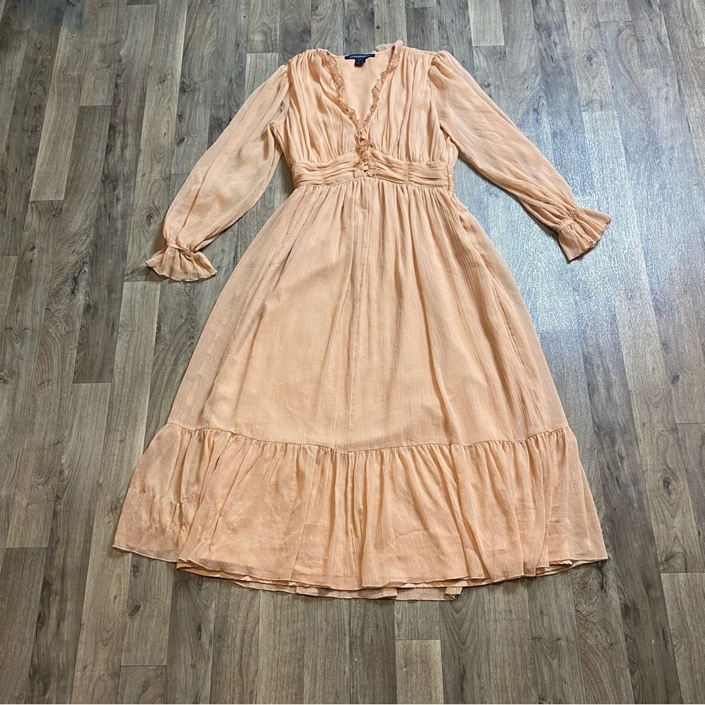 French Connection Peach Long Sleeve Dress
